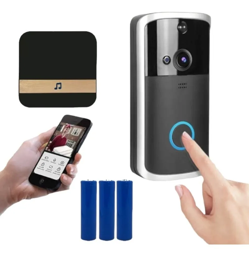 Anjielosmart-videoportero WiFi de 7 para el hogar, timbre de puerta Tuya  con cámara de detección de movimiento, Cable WiFi, videoportero